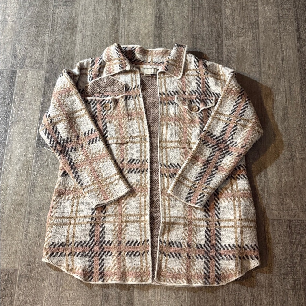 Plaid Women's Jacket in Beige and Pink
